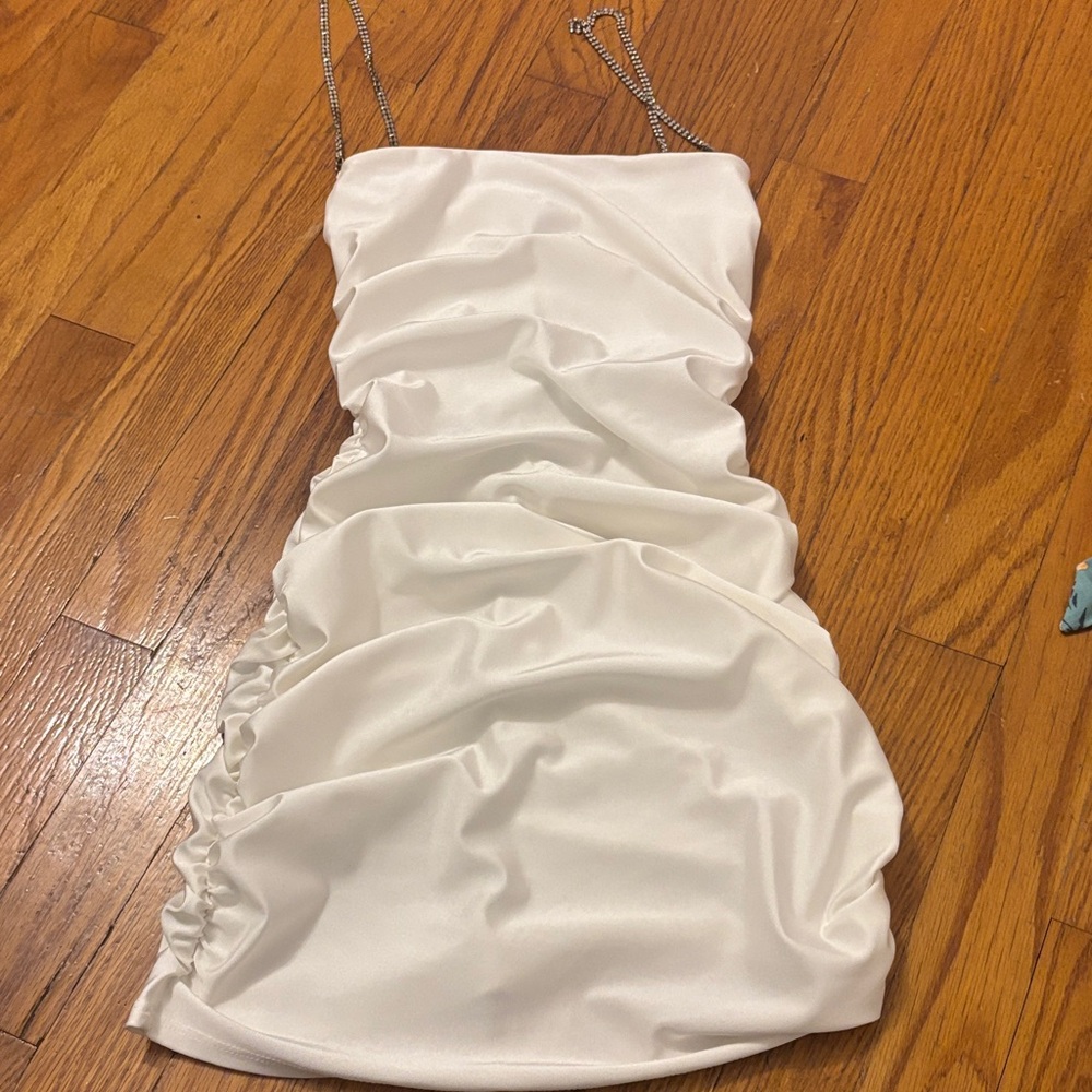 Elegant White Satin Dress
